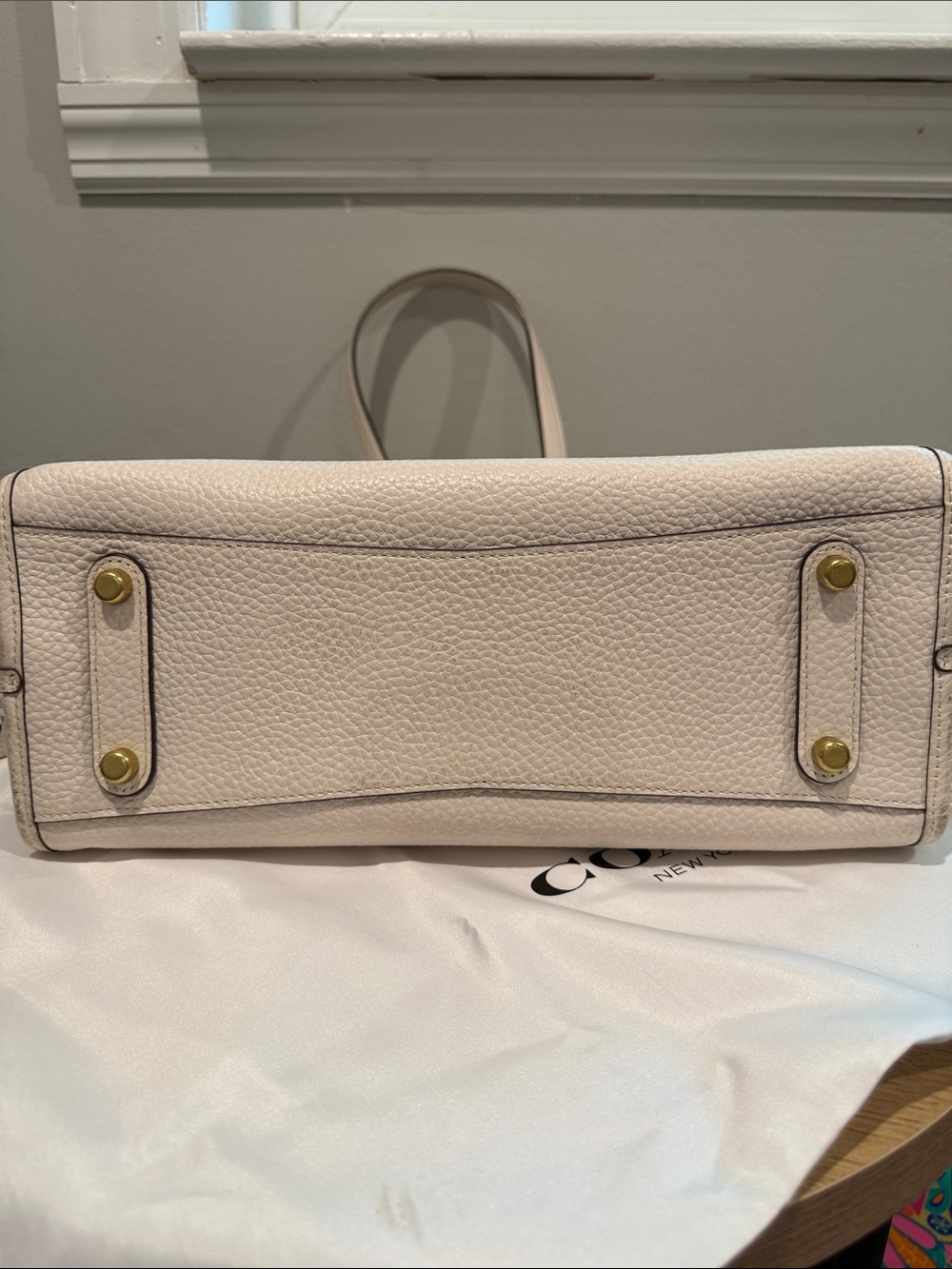 Coach Lori Pebbled Leather Shoulder Bag in Eggshell with Gold Hardware - Picture 9 of 9